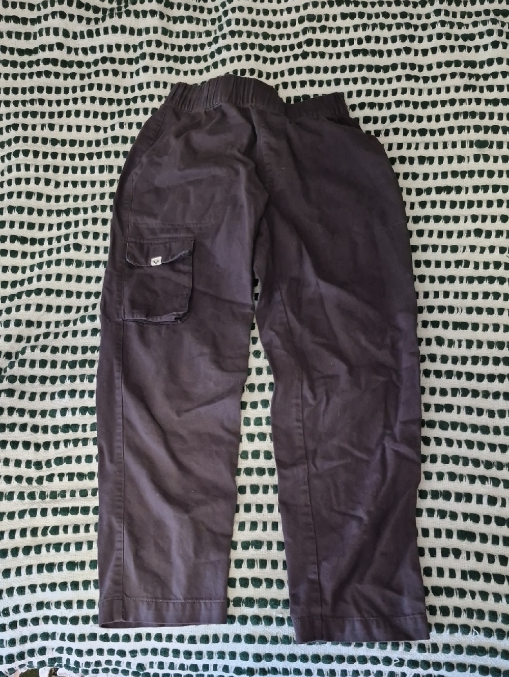 Womens Gray Cargo Pants - Elastic Waist